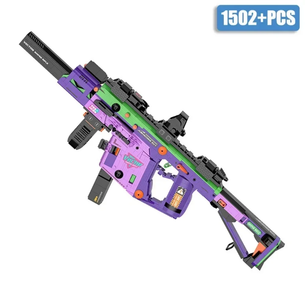 MOC Military MP5 KRISS Vector Submachine Gun Model Mini Size Building Blocks DIY Weapon Micro Bricks Toy Child Boy Birthday Gift