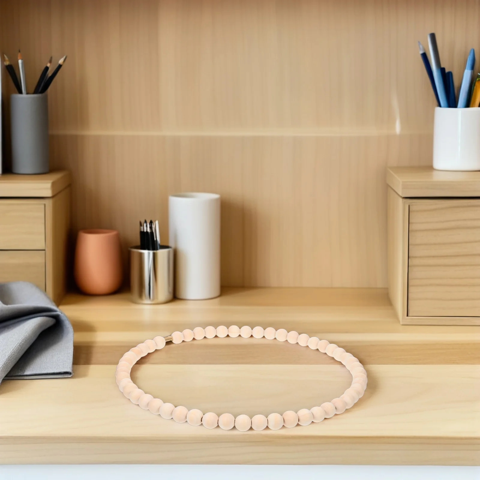 

Manual Wood Bead Garland Set Miss Christmas Decoration Iron Wreath Making Kit Floral Hoop