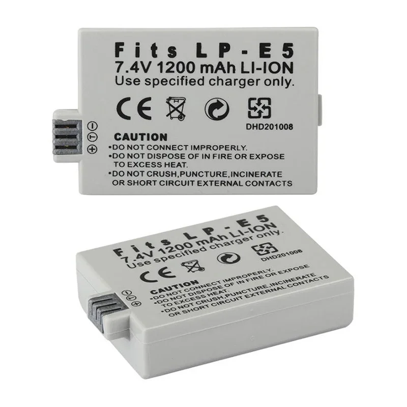 1200mAh LP-E5 LP E5 Rechargeable Li-ion Battery 7.4V For Canon EOS 450D 500D 1000D Kiss X2 X3 F Rebel XS XSi T1i Digital Camera