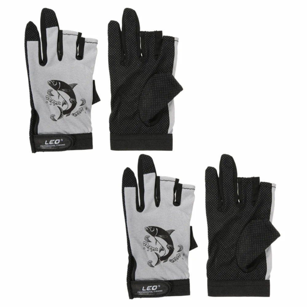 2 Pairs Durable Fingerless Fishing Gloves Breathable 3 Colors Fishing Hand Glove Lightweight Anti-Slip Kayak Glove Cycle