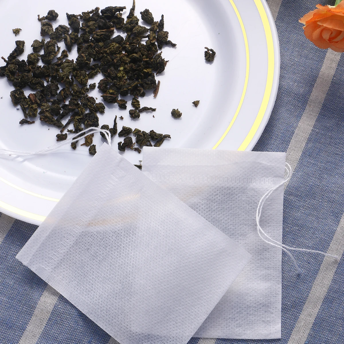 

100 Pcs Tea Bag Drawstring Filter Bags Non Woven Empty for Loose Leaf Tea Reusable Lightweight Portable Eco Friendly