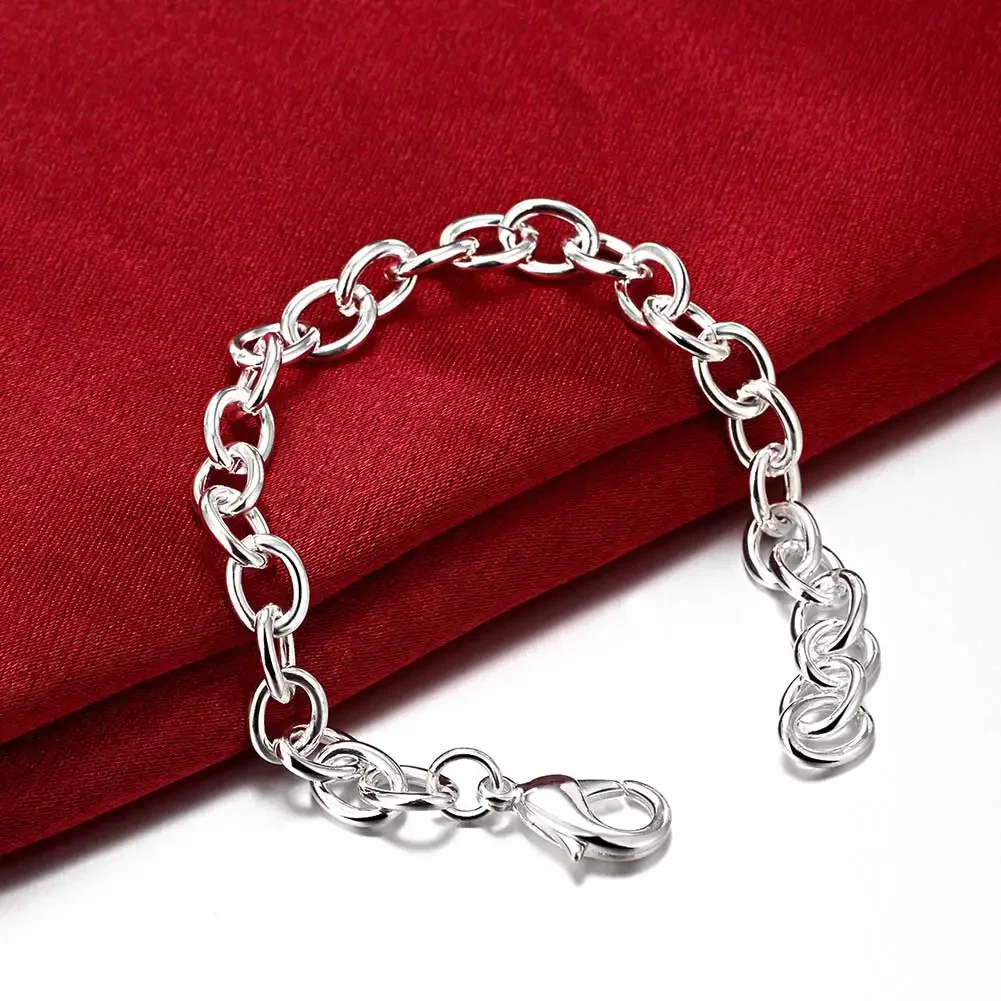 

New charm 925 Sterling Silver Bracelet for woman man classic Heavy chain 8 inches Wedding party Gifts fashion Jewelry