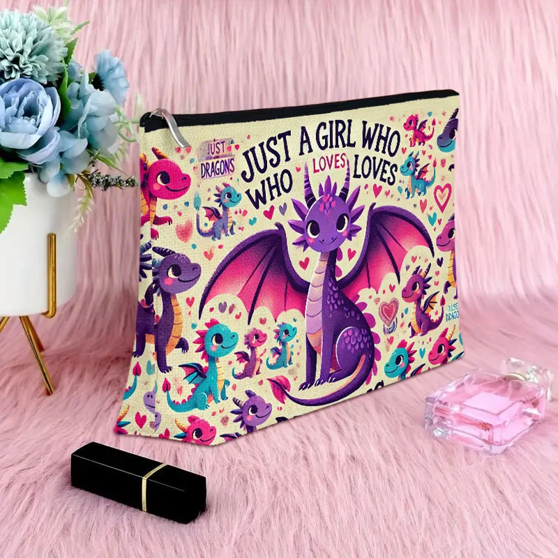 Un sac de maquillage sur le thème du dinosaure – jolie pochette multifonctionnelle à fermeture éclair pour femmes, sac de rangement de bijoux