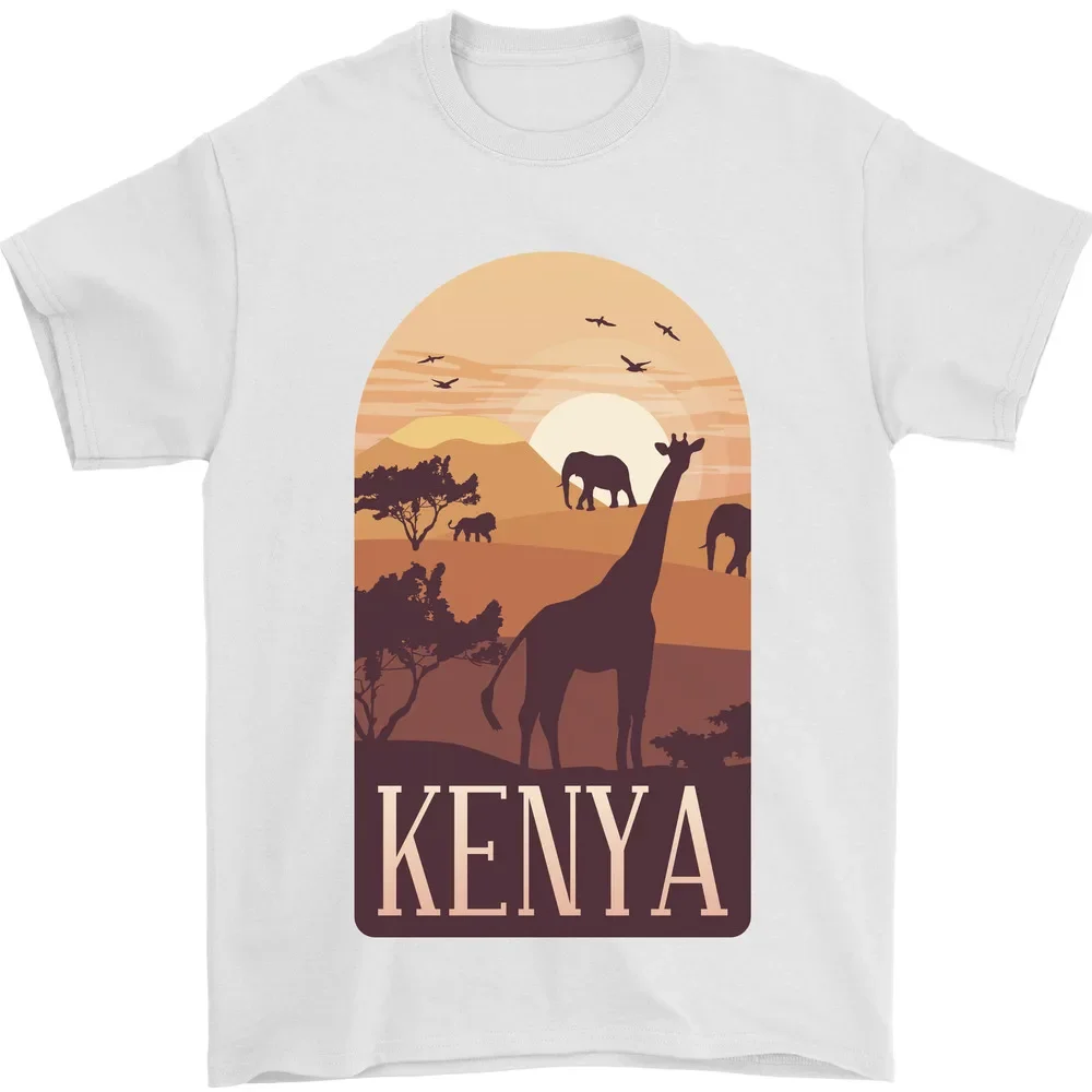 Men's T-Shirt, Kenya Safari Adventure Tee, 100% Cotton  High Quality 100%Cotton Short Sleeve