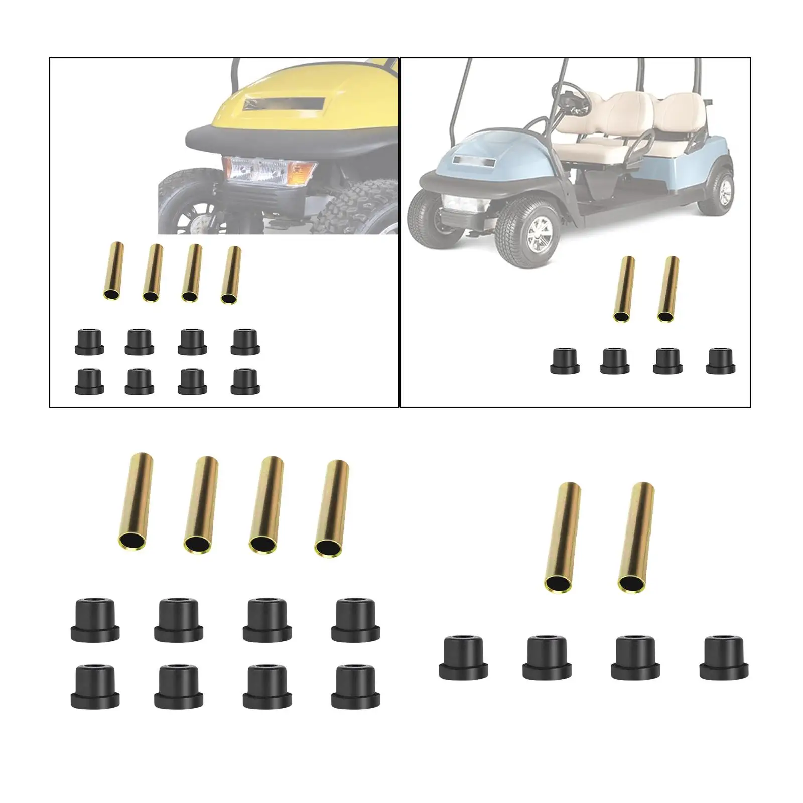 

Golf Cart Front Rear Leaf Spring Bushing Premium Rubber Iron Sleeve Kit for Club Car Accessories