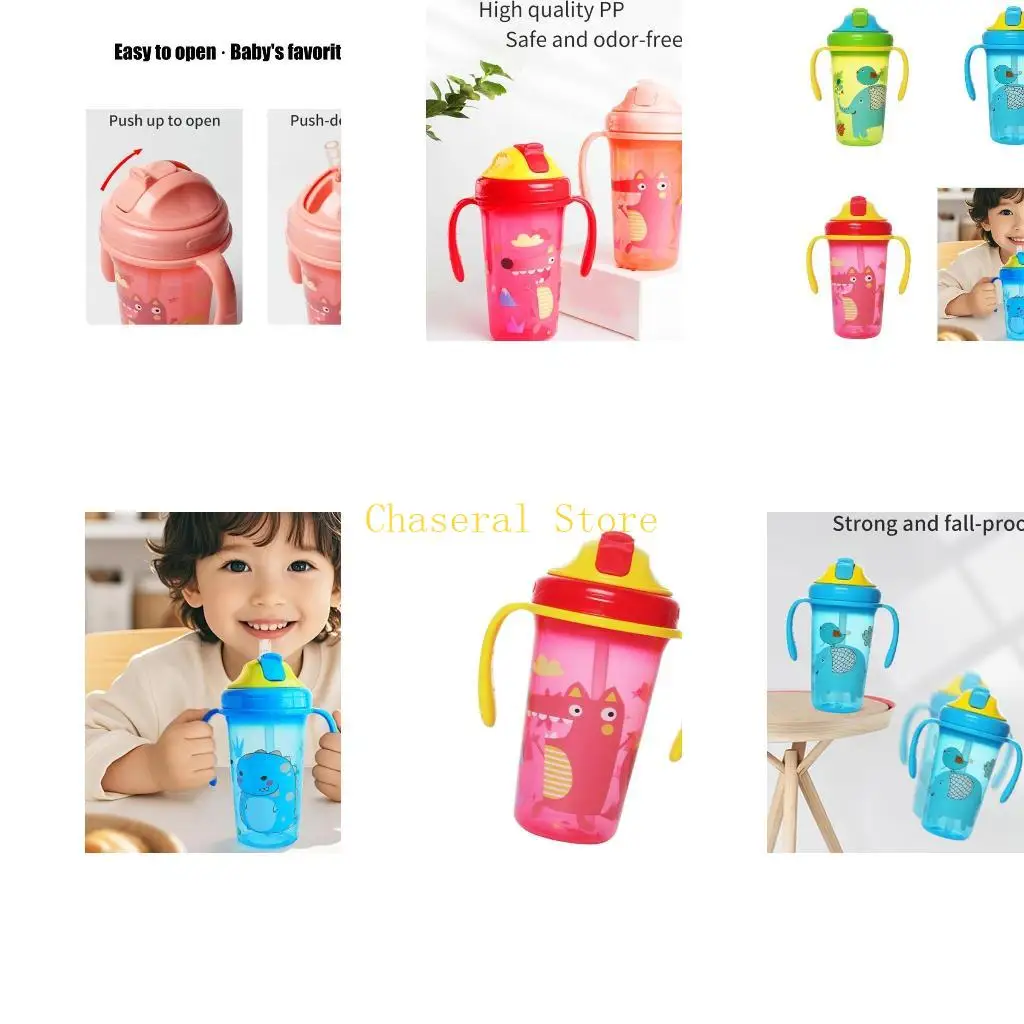 

E7CE Тренировочная чашка для малышей с нескользящей эргономичной функцией с двумя ручками, Детская бутылочка для воды большой