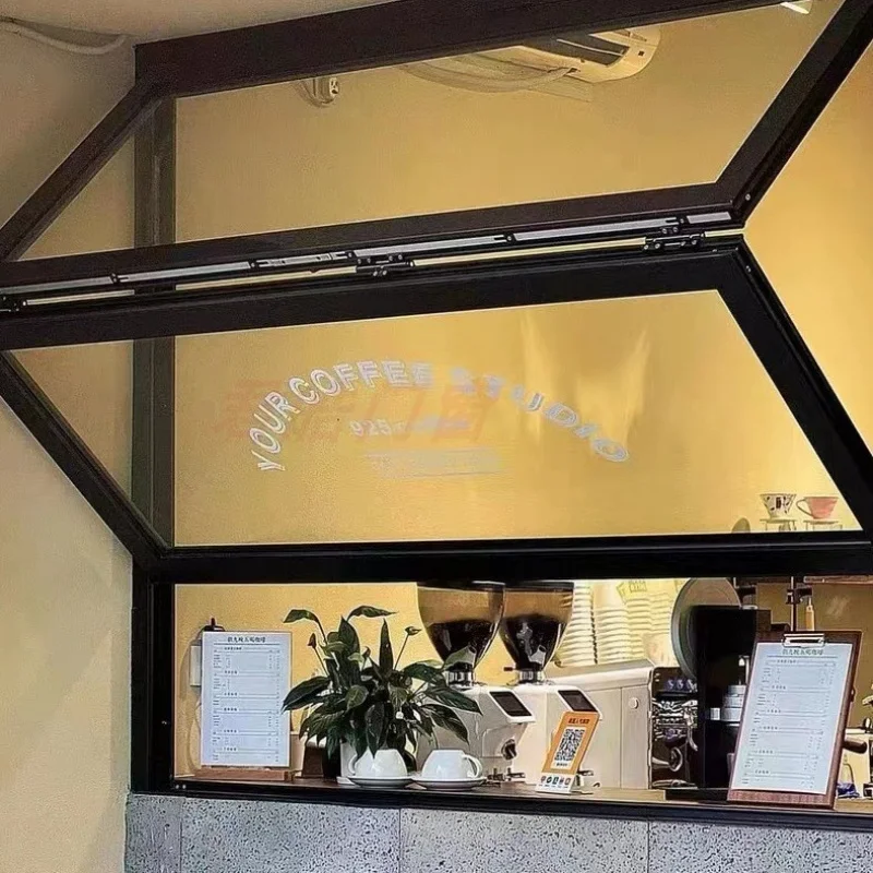 custom. [Hover] Aluminum Alloy Frame Folding Window Full Open Soundproof Tempered Glass Bar Sliding Window