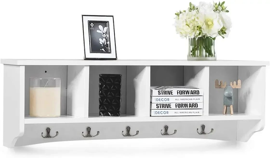 

Wall-Mounted Storage Shelf W/4 Storage Units,Display Stand for Living Room, Bedroom, Kitchen, Entryway Hanging Shelf