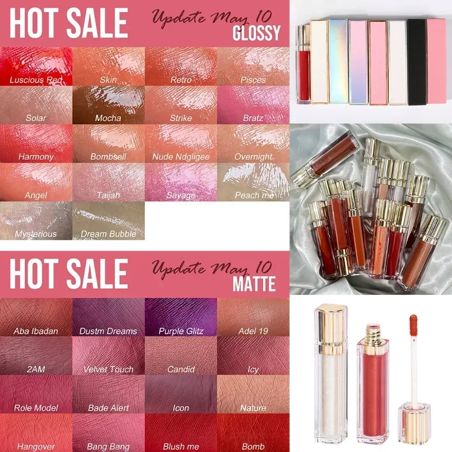 Private Label HOT Sale Tube Water Proof Lipgloss Vegan Cruetly Free Liquid Lipstick Multiple Colors Options High Quality Low MOQ