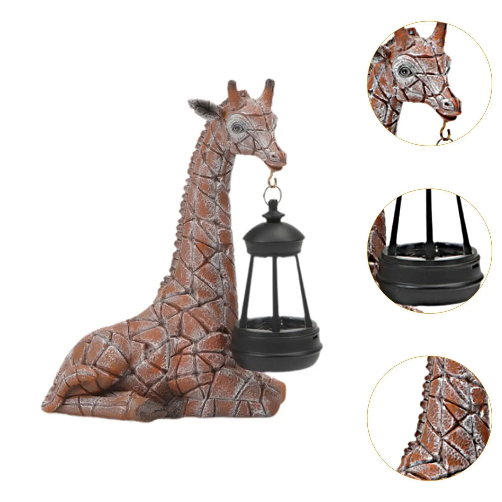 Garden Giraffe Statue with Solar Lantern Nice Gift Yard Art Decor Backyard Decoration for Pathway Patio Backyard Outside Balcony