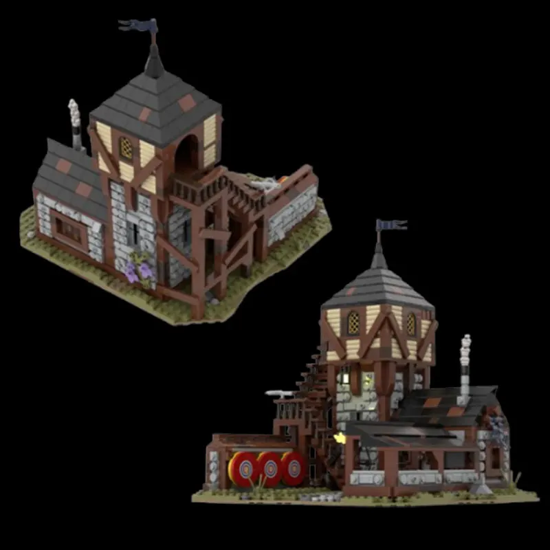 Spot MOC-114605 edifício medieval castelo acampamento 108608 estável archer tiro gama pequenas partículas montagem bloco de construção brinquedos