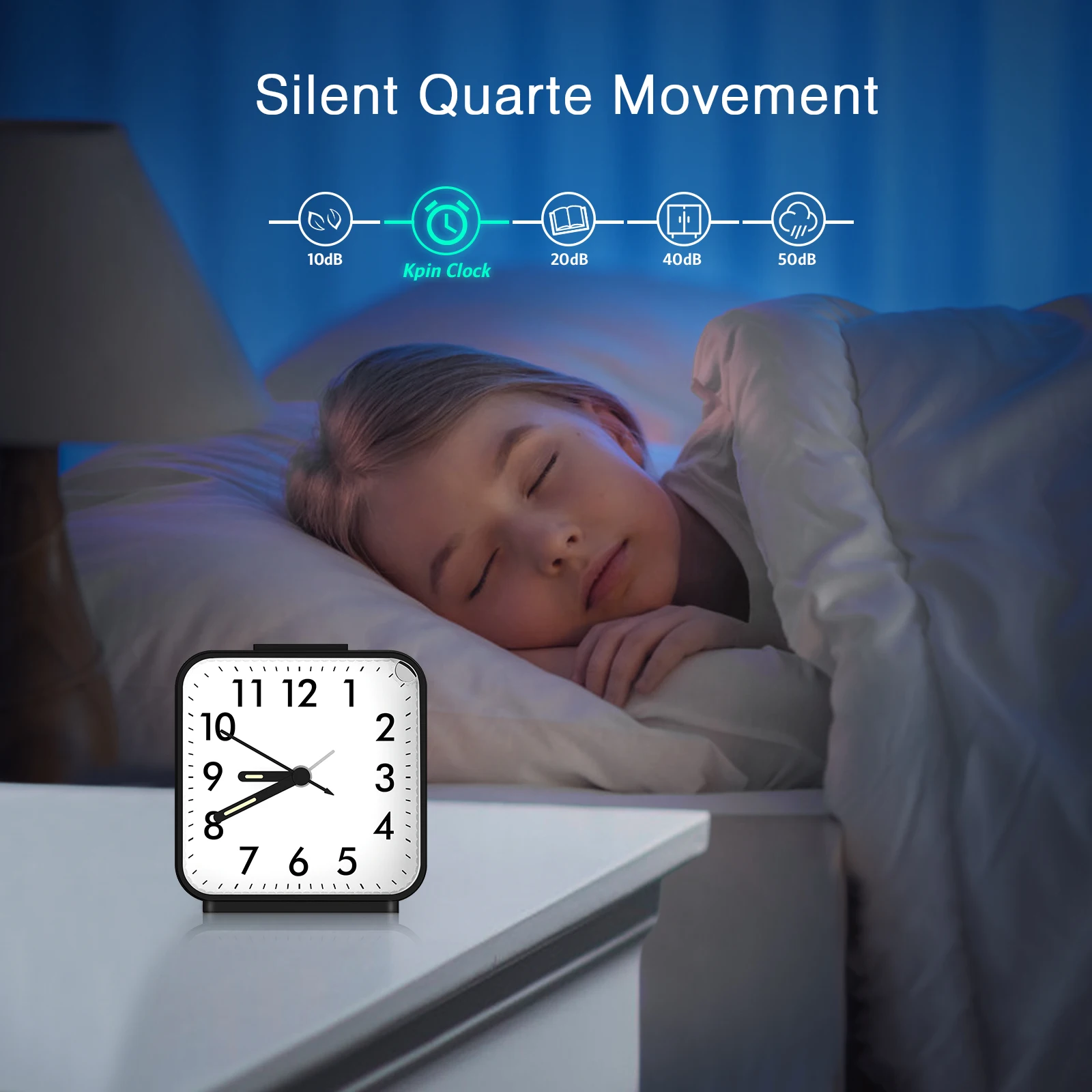 Orologio sveglia analogico retrò senza ticchettio con luce notturna, silenzioso, a batteria, facile da usare e con allarme forte | Leroy Merlin