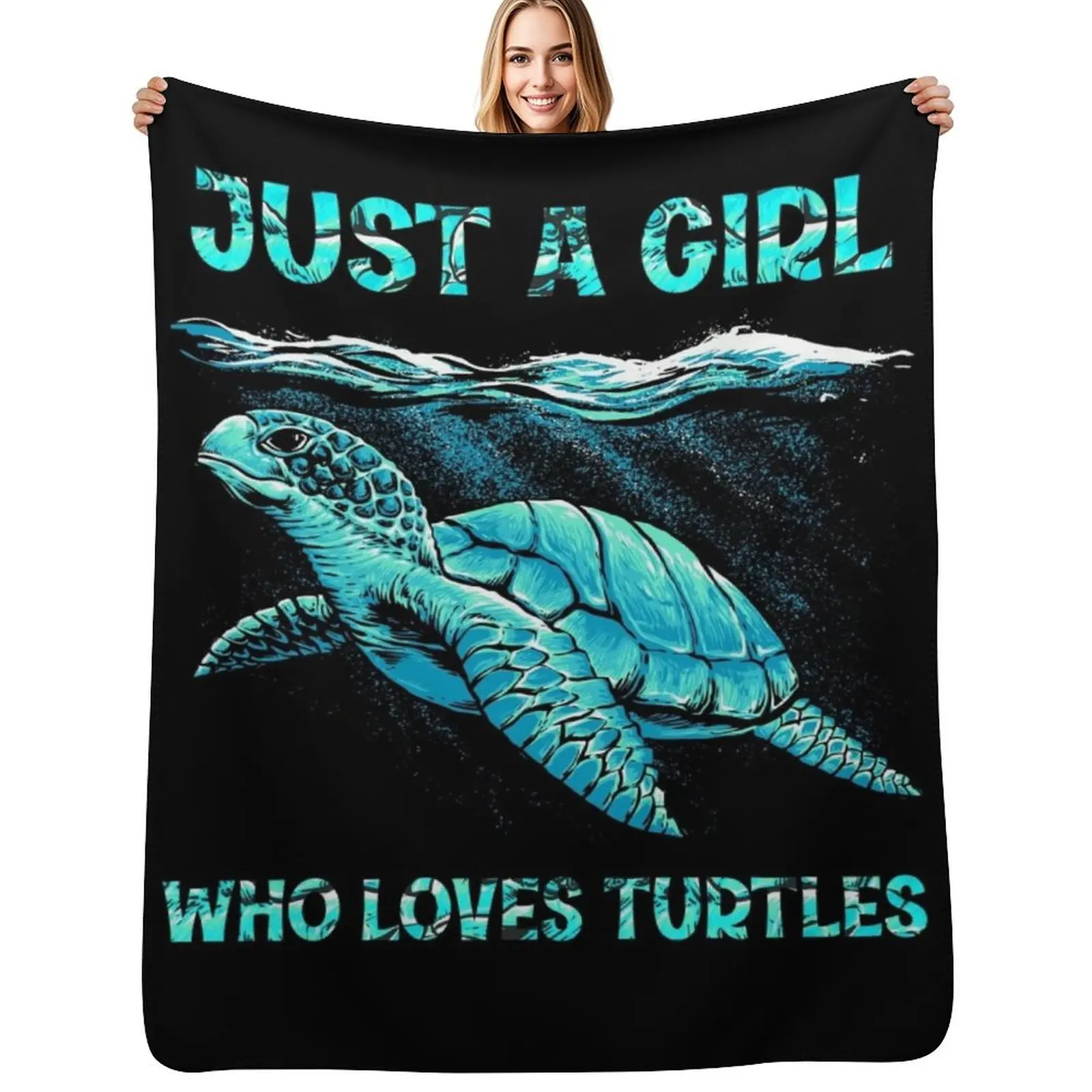 

Just a girl who loves turtles - Turtle gift Throw Blanket Cozy Napping Blanket Gift for Mom Dad