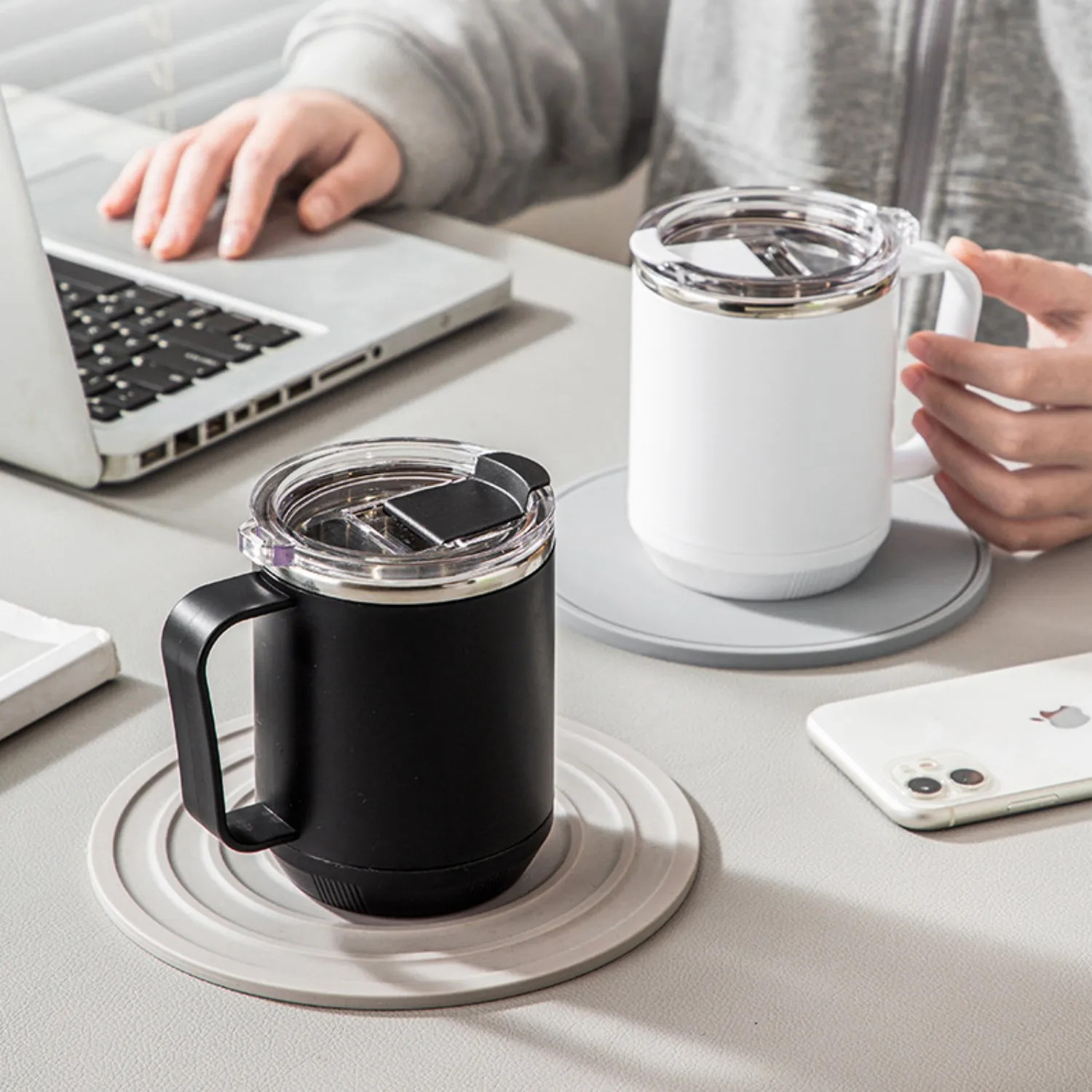 1pc Aesthetic Stainless Steel Mug with Lid, Luxury Premium Coffee Cup for Home Office School, Stylish Daily Drinkware