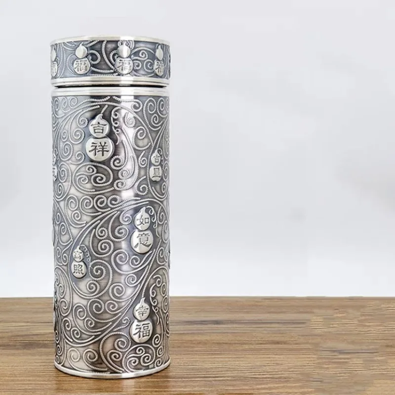 

999 inside and outside silver to make old thermos cups, household snowflake silver inside and outside silver teacups