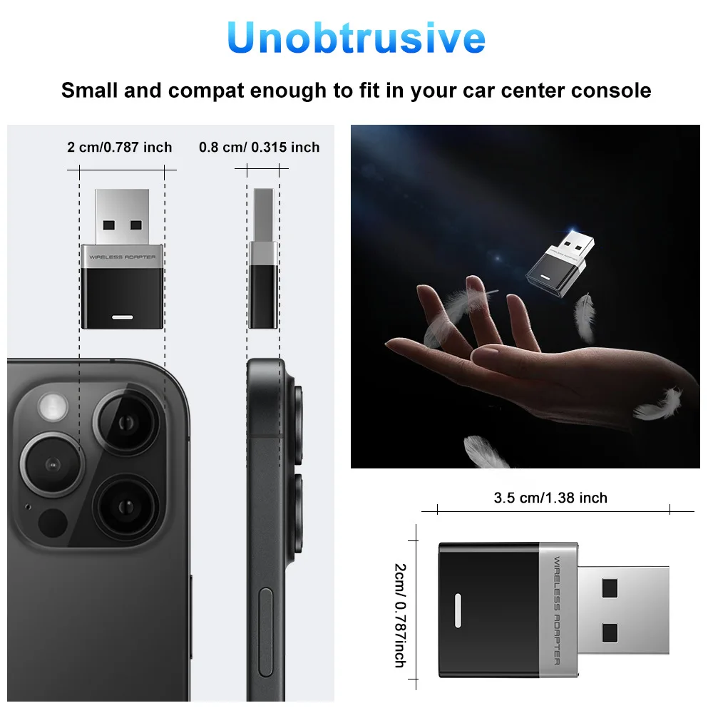 محول صغير 2 في 1 AI Box سلكي إلى Carplay اللاسلكي وAndroid Auto متوافق مع 99% من توصيل السيارات والتشغيل WiFi Smart Dongle #5