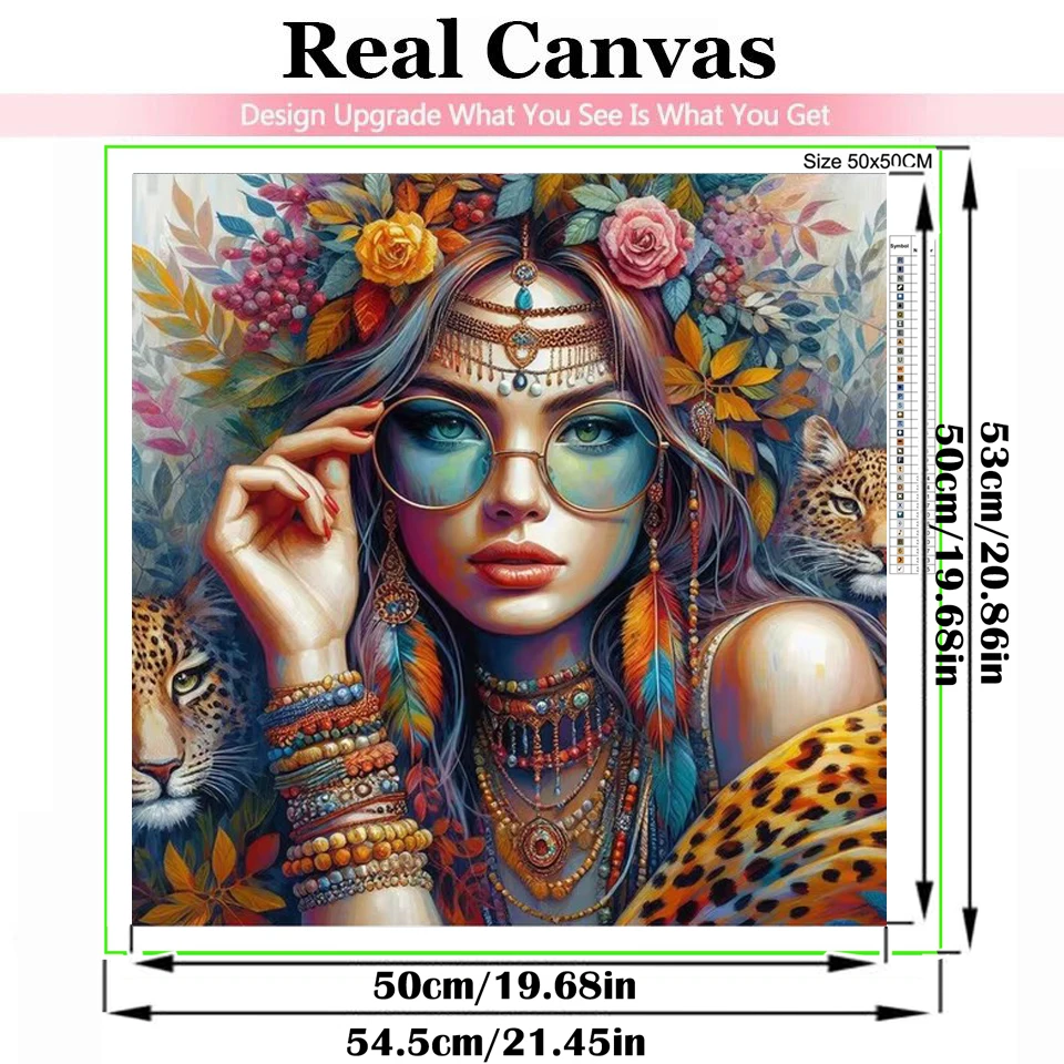 Gypsy Pretty Feather Woman Diamond Painting New 2024 Full Square Round Mosaic Diy Jewelry Cross Stitch Beautiful Lady Home Decor