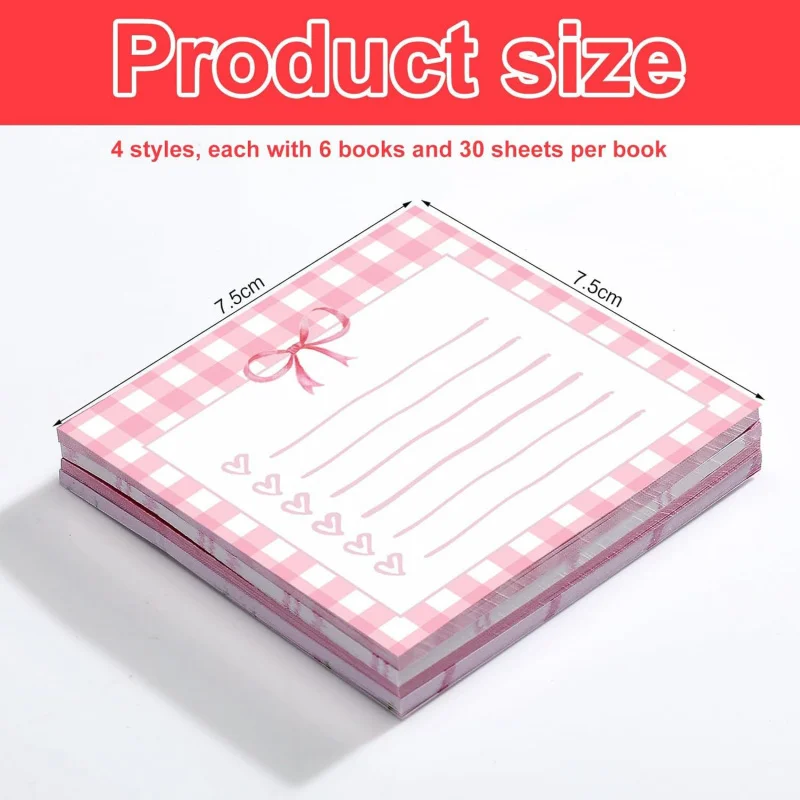 Notes autocollantes à nœud rose, bloc-Notes auto-adhésif détachable de Style Ins, autocollants de liste de choses à faire, bloc-Notes d'école et de bureau, cadeau de récompense 1 pièce