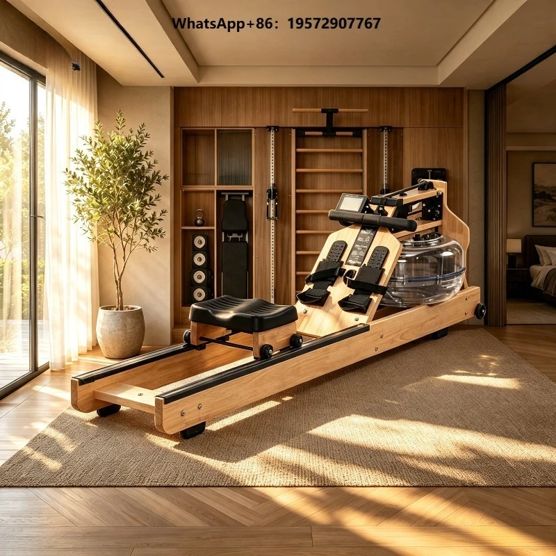 High Quality Solid Wooden Water Rowing Machine Silent Water Resistance Rower Indoor Home Gym Cardio Workout Equipment