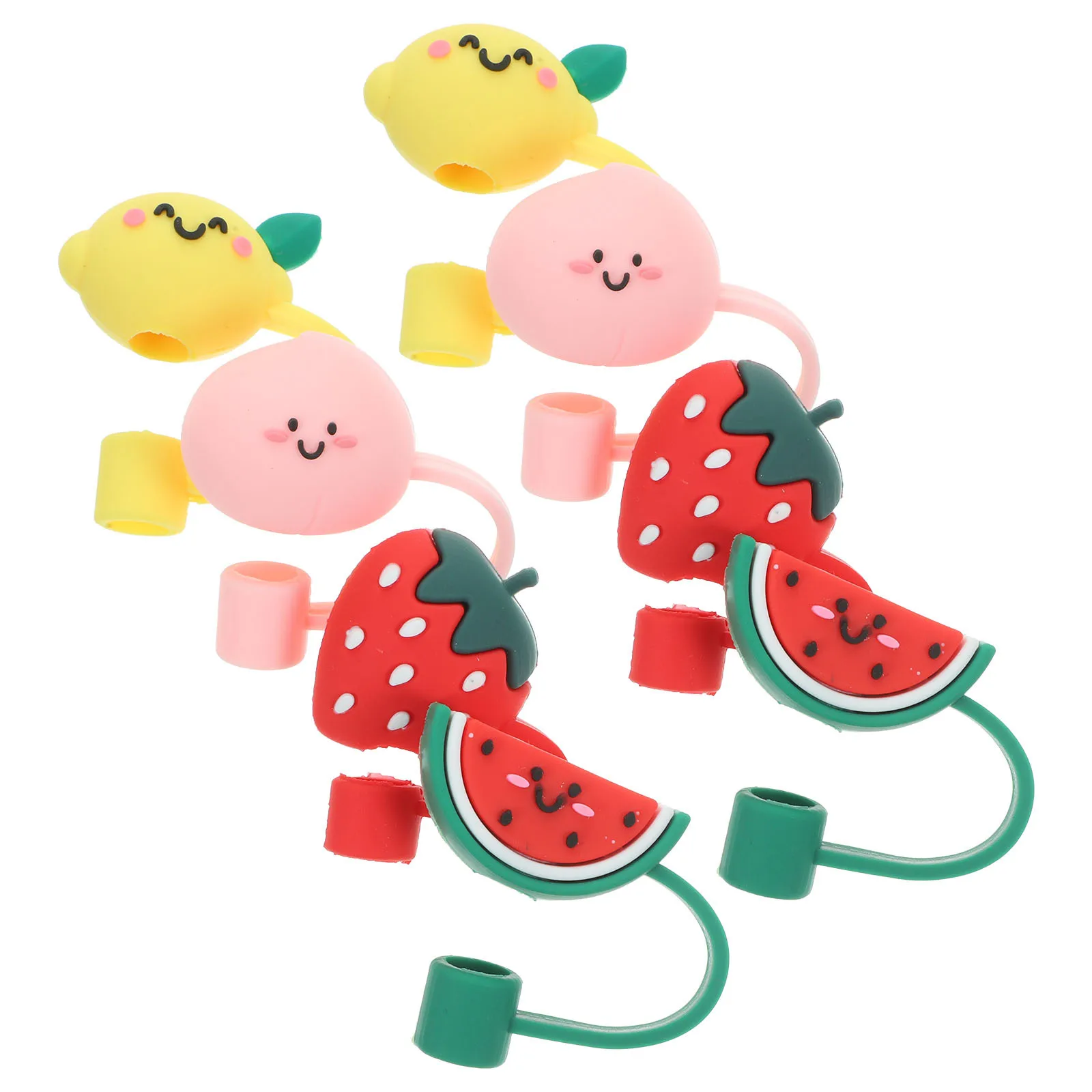 

8pcs Fruit Design Silicone Straw Tips Cover Reusable Dustproof Splash Proof For Outdoor Parties Baby Shower Graduation Decor