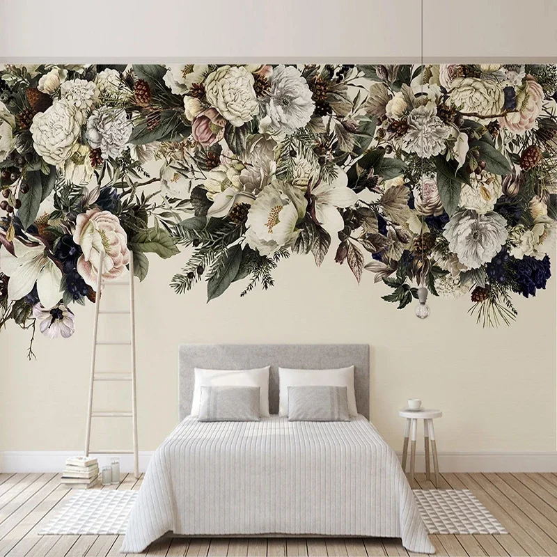 Custom Photo Pastoral Retro Floral Flowers Bedroom Living Room Sofa TV Background Wall Home Decoration Mural Wallpaper Tapety 3D