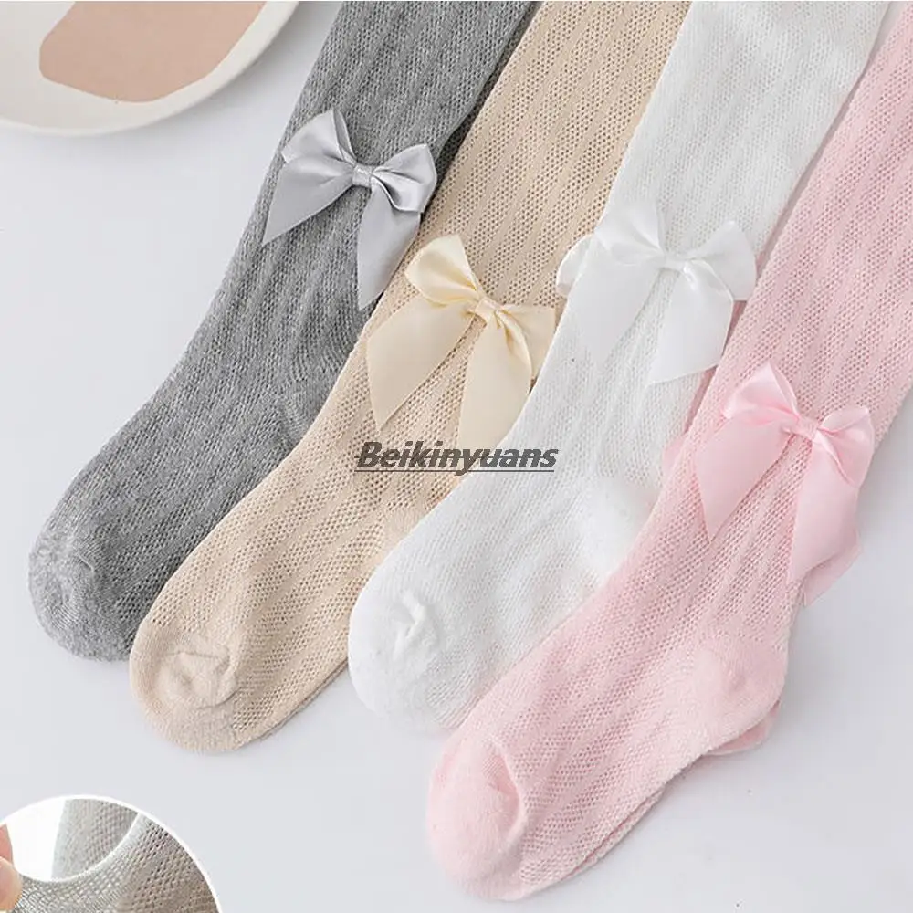 Baby Girls Tights Beautiful Bowknot Mesh Pantyhose For Infants Newborns Toddlers Cotton Tight For Kid stocking