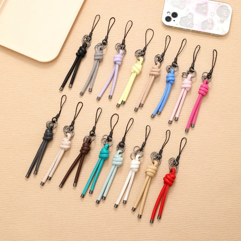 Shining U DIY PU Braided Rope Phone Chain Keychain for Women Men Fashion Accessory Gift