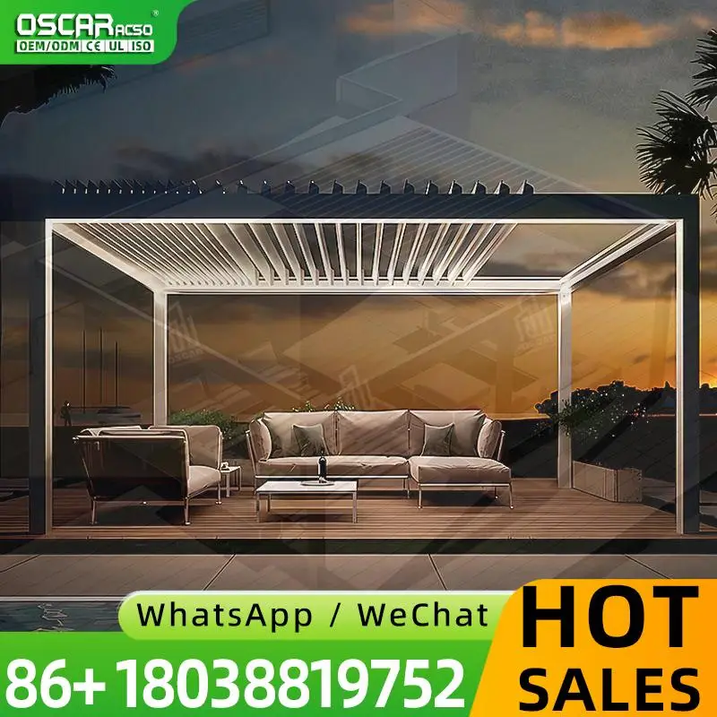 Weatherproof Louvre Roof System Electric Metal Standard Size 40ft Water Proof Aluminum for Garden Patio and Outdoor Events pergo