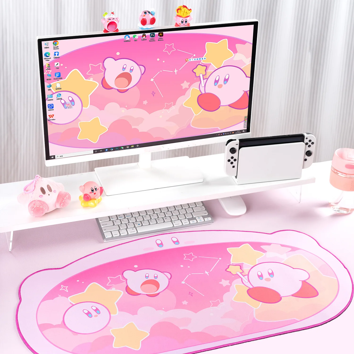 Cartoon Kirby Game Mouse Pad Oversized Thickened Non-slip Office Study Table Mat Kawaii Cute Girl Computer Keyboard Mouse Pad