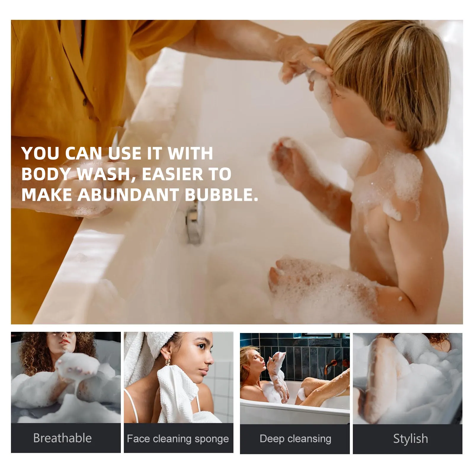 

Набор из 2 губок-мочалок для душа с текстурой сот, мягкие, для глубокого очищения тела и лица, отшелушивающие