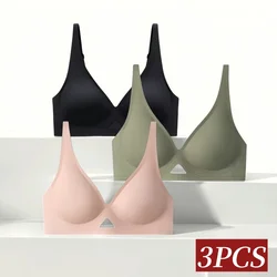 3pcs/Lot Seamless Bras for Women Push Up Brasiere Deep V Bralette Comfort Nonwire Underwear Female Invisible Bra Sexy Lingerie