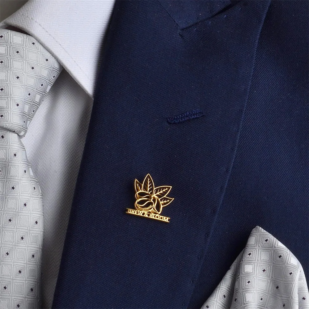 Business Branding Personalized Company Logo Brooch Custom Name Lapel Pin Stainless Steel Jewelry for Women Men Suit Accessories