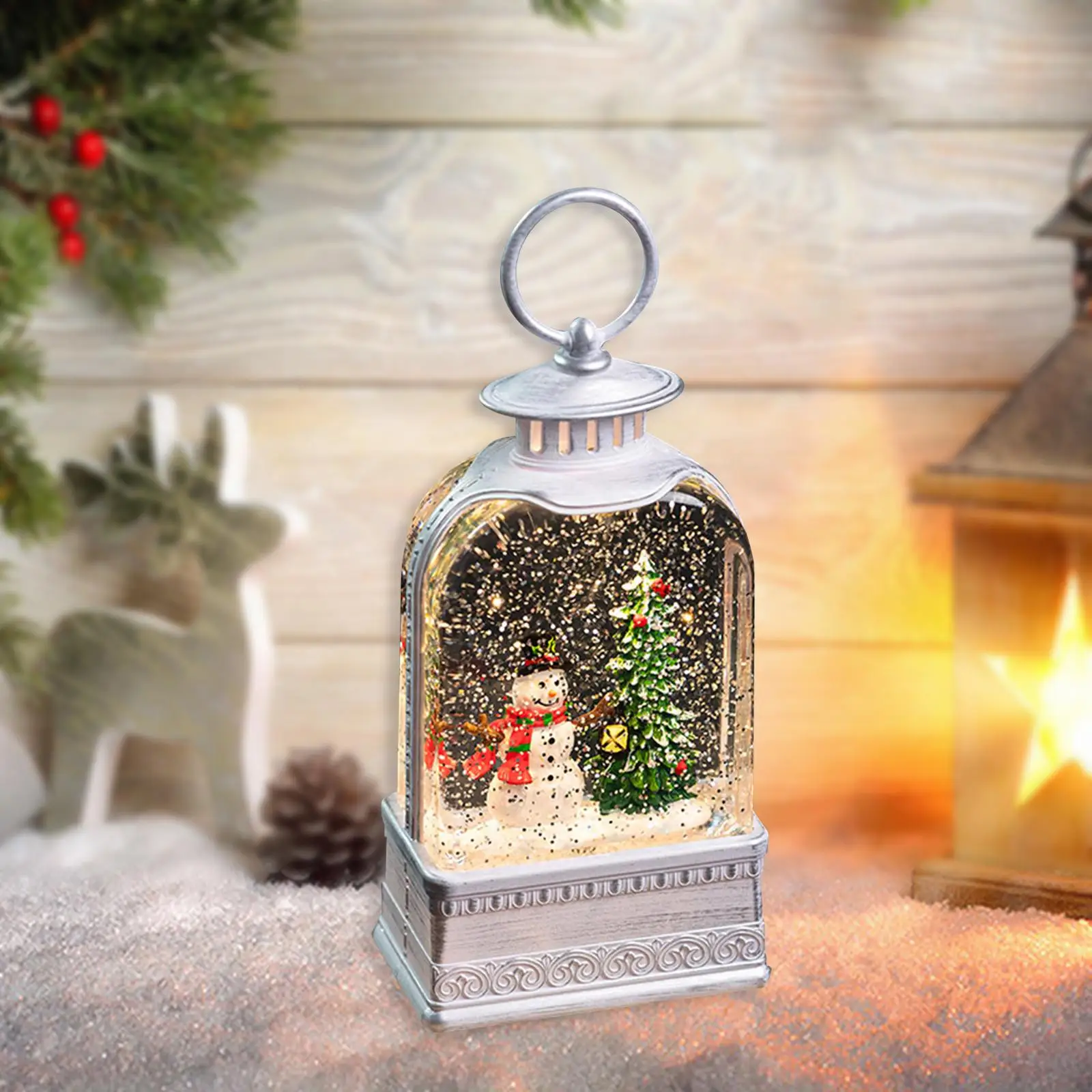 Christmas Ornament Gift Home Decoration Crafts Art Creative Glitter Christmas Music Box for Cafes Office Wedding Indoor Bedroom
