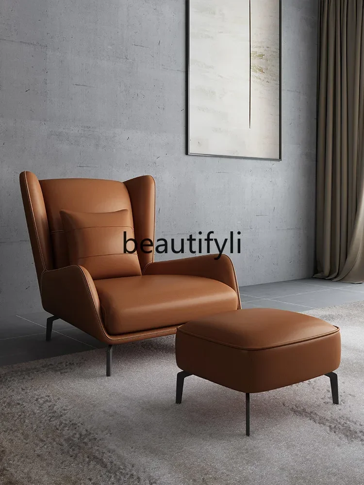 

S1S Italian light luxury leather single sofa living room modern balcony leisure chair home