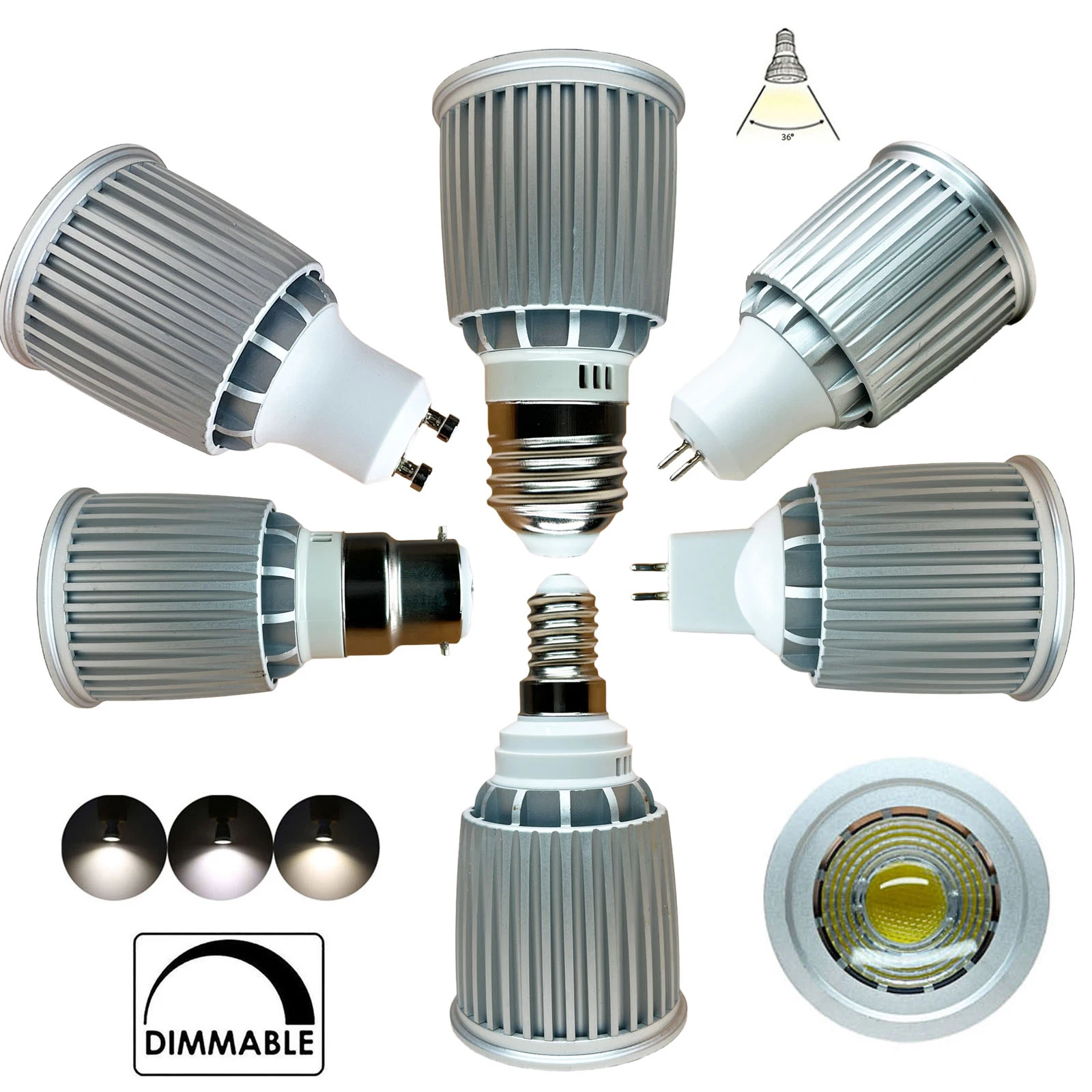 

12W Dimmable LED Spotlight Lamps 24V Bulb B22 220V E27 E14 Gu5.3 Home Bulbs Cob Bedroom Lamp Decorative Mr16 E12 110V Gu10 6000K