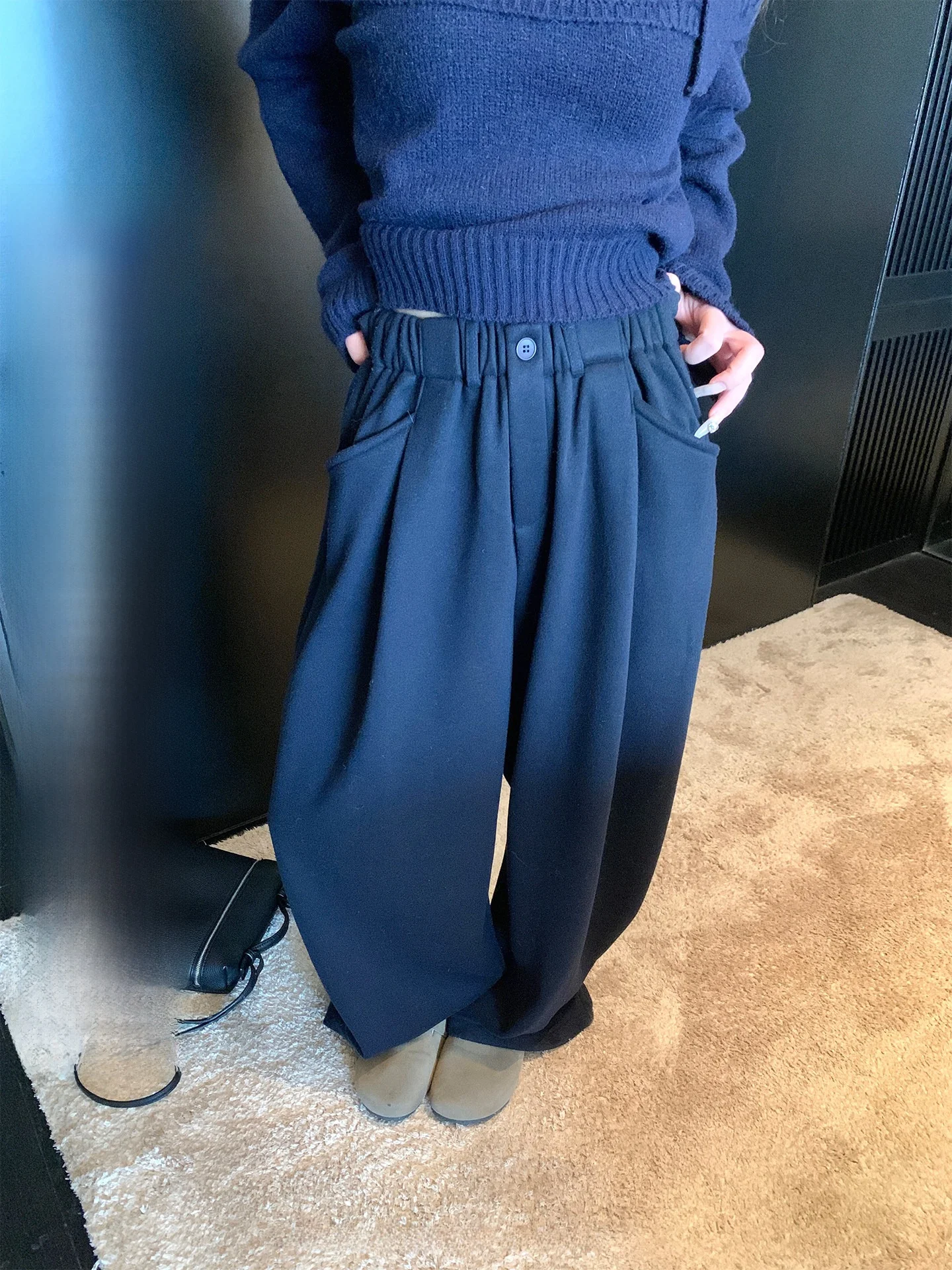 

Зимние новые женские повседневные брюки XXIIUU с начесом, свободного кроя, длинные, с высокой талией, прямые, из полиэфирного волокна, устойчивые...