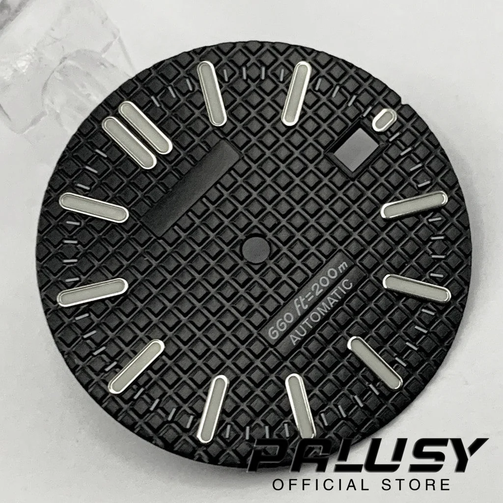 31.5mm NH35 Sterile Black Blue Silver Watch Dial Green Luminous For NH35 4R35 Movement Watch Faces Replacement Parts