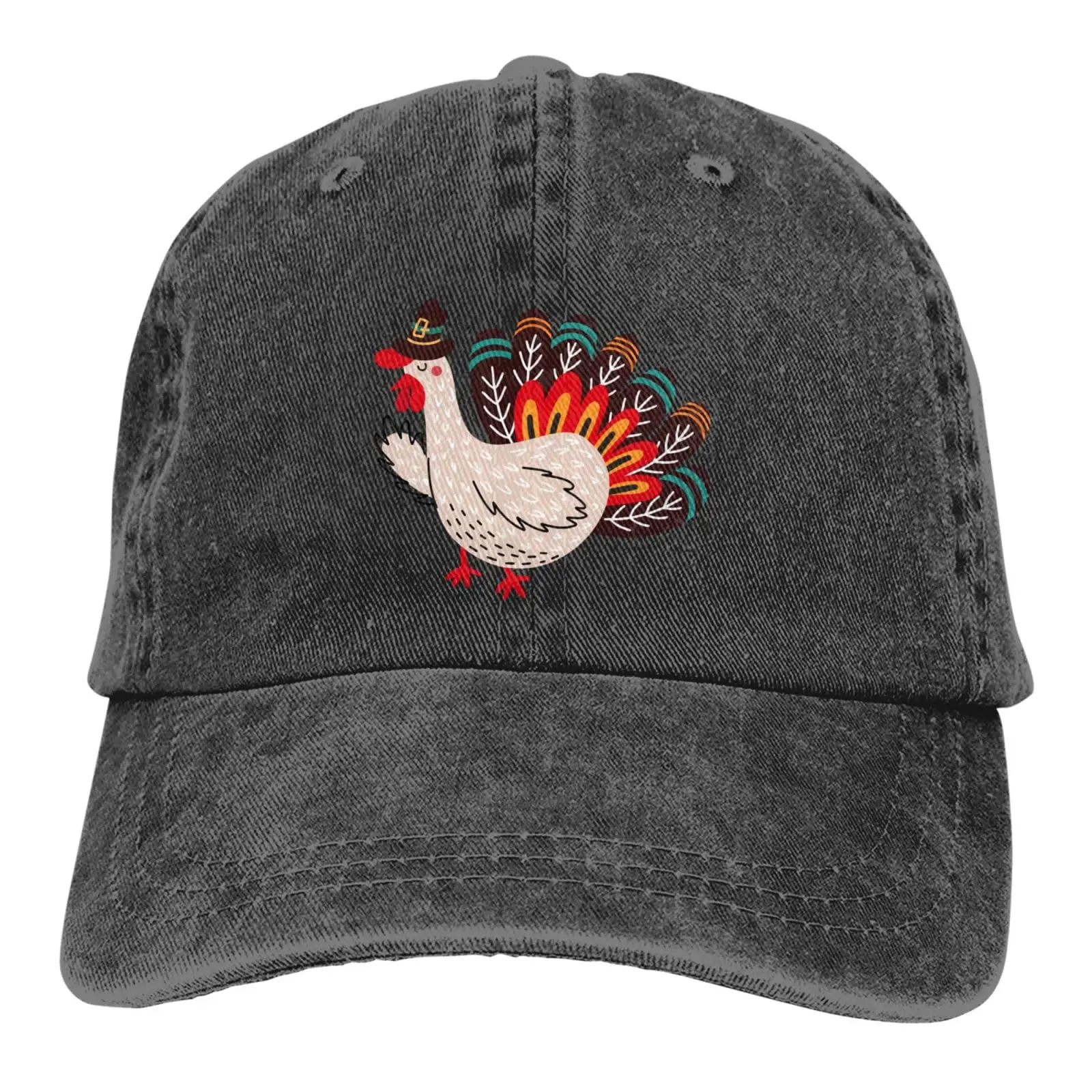 

Thanksgiving Turkey Baseball Cap Adult Denim Hat Washed Cotton Fashion Cap Unisex Adjustable Streetwear Outdoor Sports