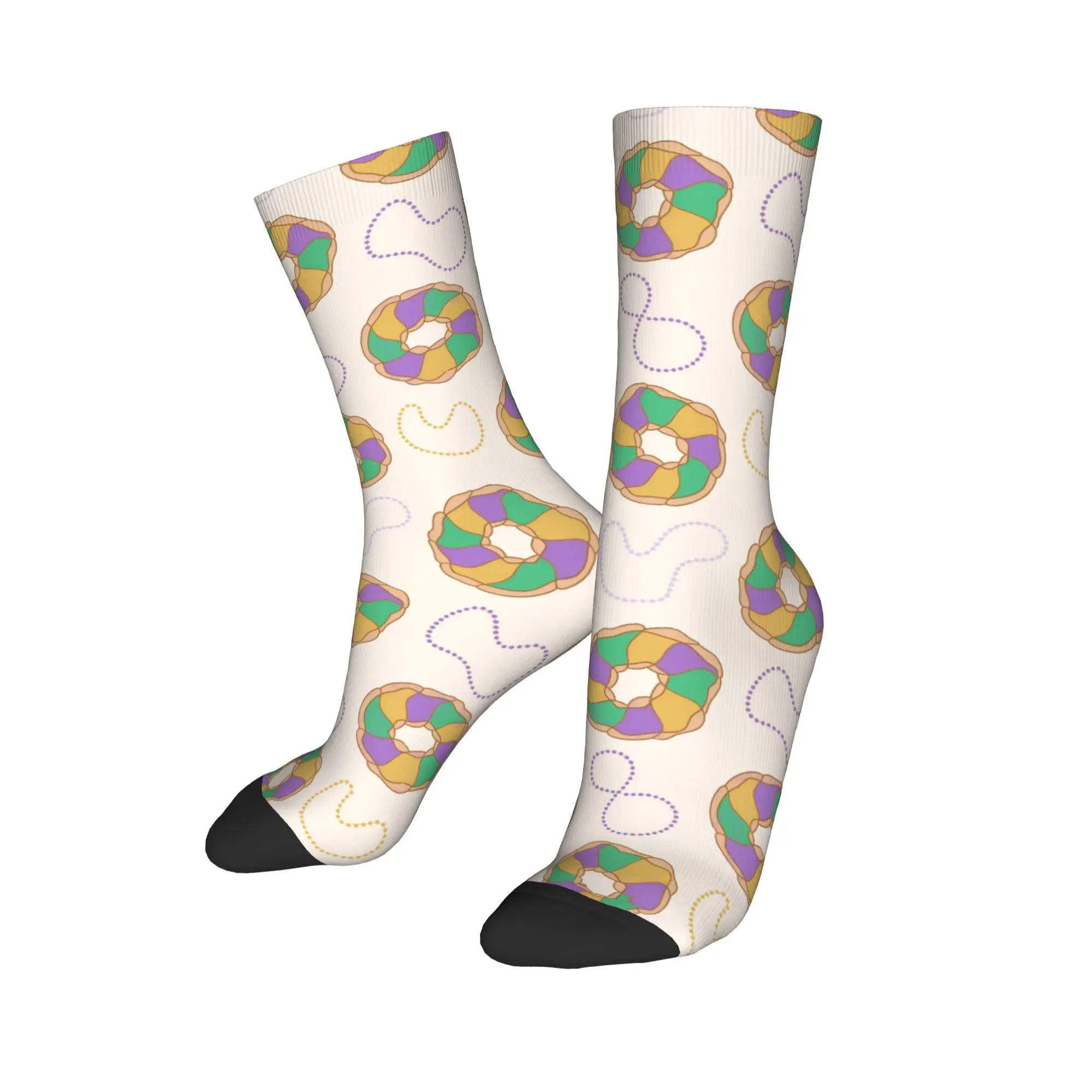 

Crazy Design Mardi Gras King Cake Pattern Soccer Socks Polyester Long Socks for Women Men Non-slip