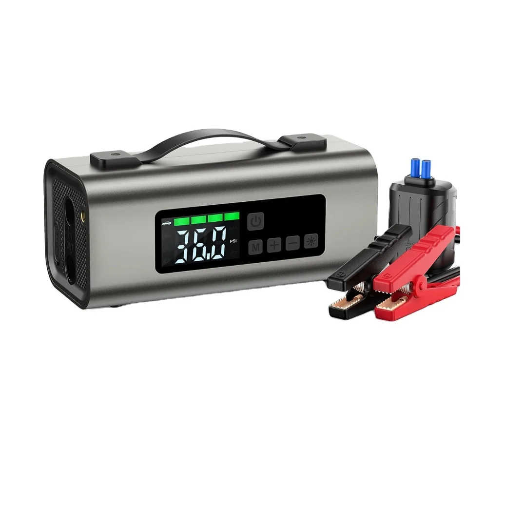 

16000mah Cordless Car Jump Starter 2000A Tire Inflator Air Compressor Car Jumper Starter Portable Jump Box with Display Light