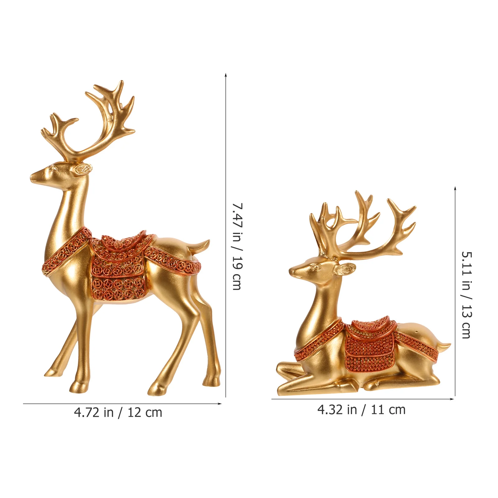 

2Pcs Resin Deer Statue Christmas Reindeer Decor Desktop Decoration Holiday Home Decorations Tabletop Elk Sculpture