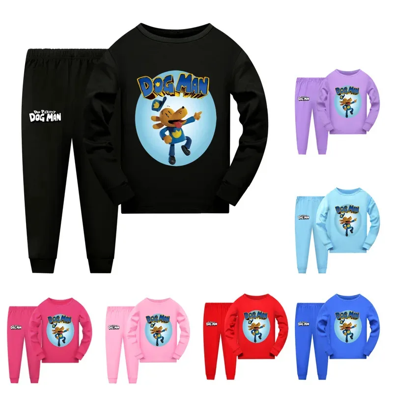 Dogman Anime enfant en bas âge garçon vêtements printemps pyjamas coton à manches longues t-shirt + pantalon chien homme Costume filles ensemble de vêtements de sport décontractés