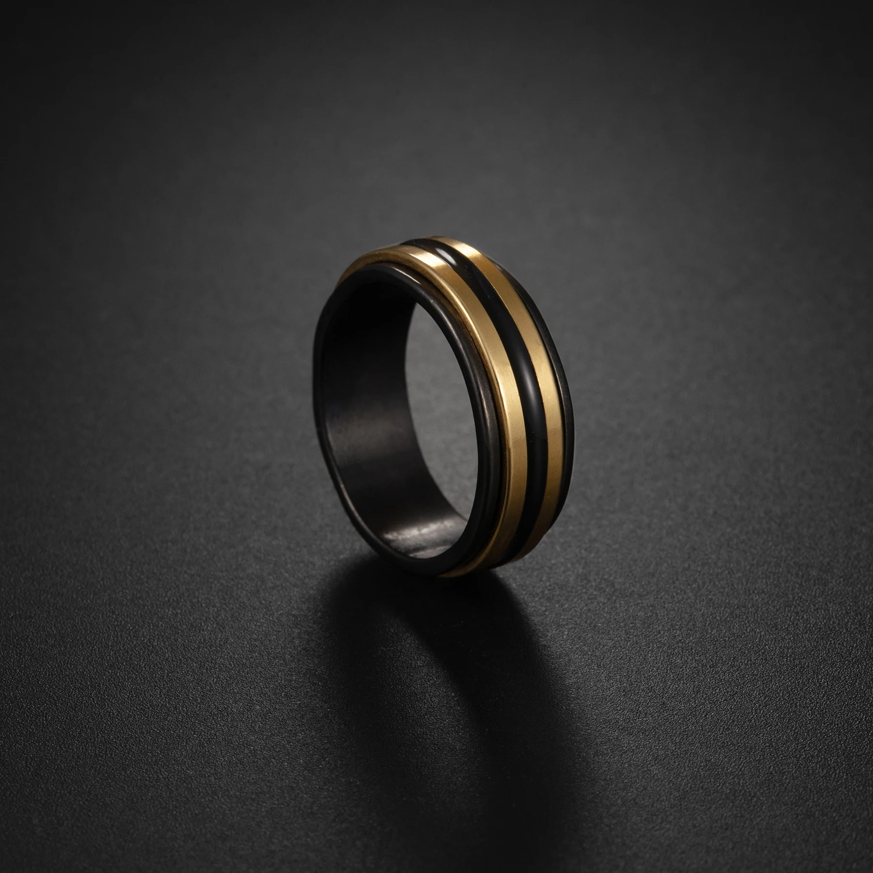 Fashion 6/8mm Punk Titanium Steel Roman Numeral Chain Rings For Men Polished Black Silvery Rock Biker Wedding Ring Jewelry Gift