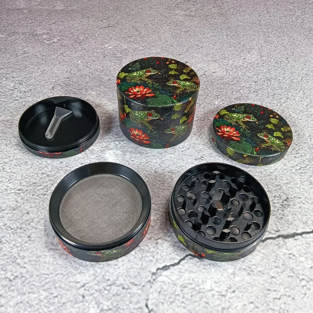 2inch 50mm Tree frog Metal Herb Grinder Smoking Tobacco Vanilla Bud Grinder Grass Cigar Mill Mortar 4-Layers Cigarette Tool