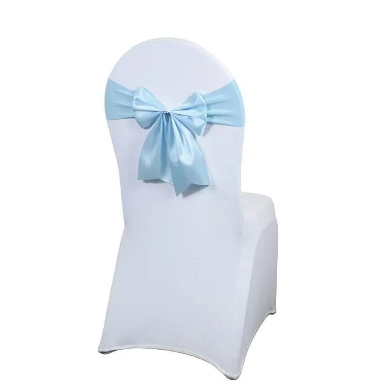 【1PC Satin Chair Bow Sash With Rhinestone Accent Easy Install For Wedding Banquet Party Events】