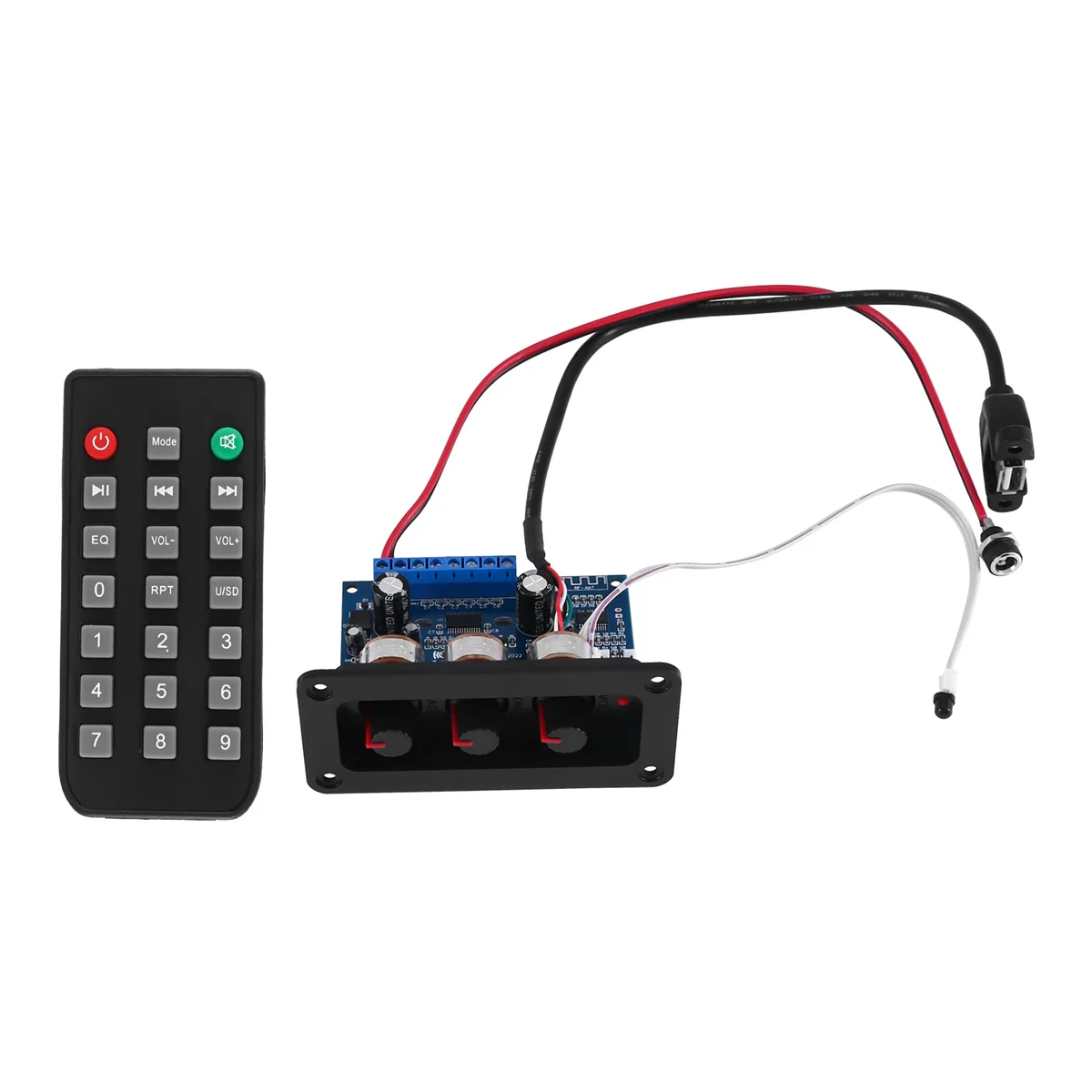 2X25W+50W 2.1 Channel Bluetooth 5.0 Subwoofer Class D Audio Amplifier Board Kit with DC Female+USB Cable+Remote Control