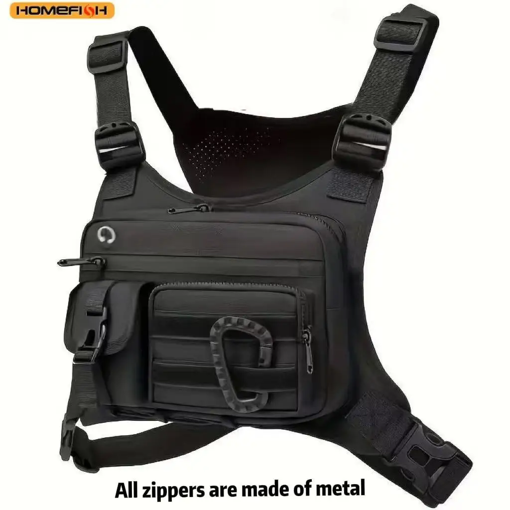 HOMEFISH Outdoor Chest Bag For Men and Women, Tactical Vest For Running, Cycling, EDC Chest Pack Rig For Sports and Workouts