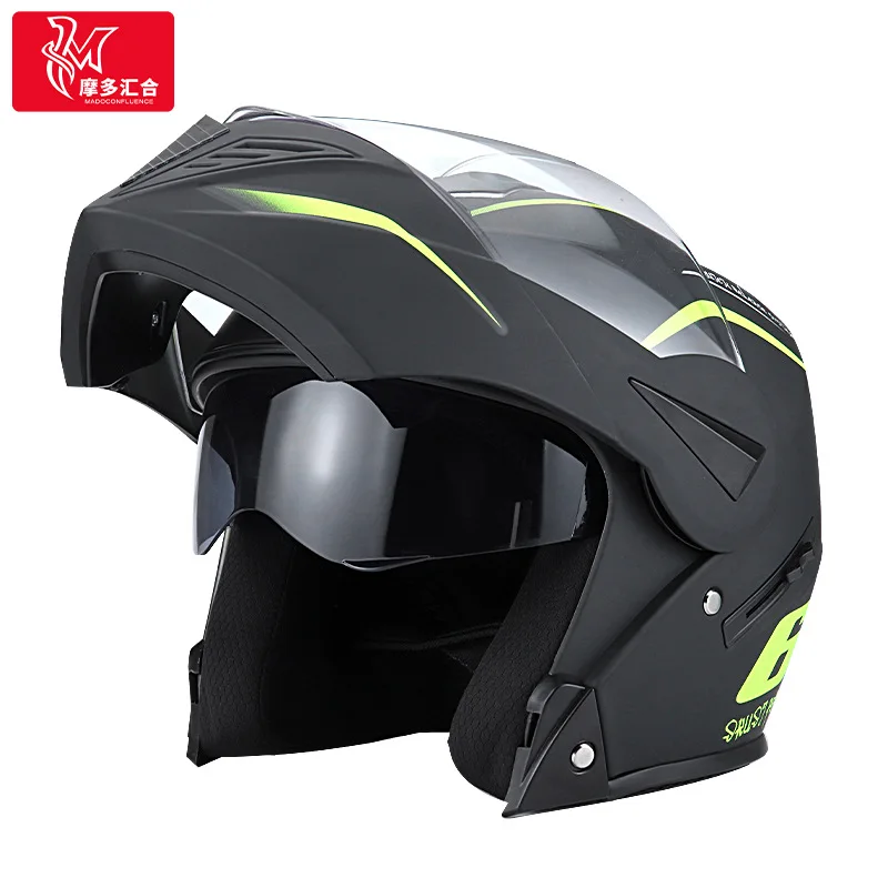 Motorfiets Elektrische Auto Helm Dubbele Lens Bluetooth Blootgelegd Helm Voor Mannen En Vrouwen Universele Four-Thirds Helm Vier Seizoen