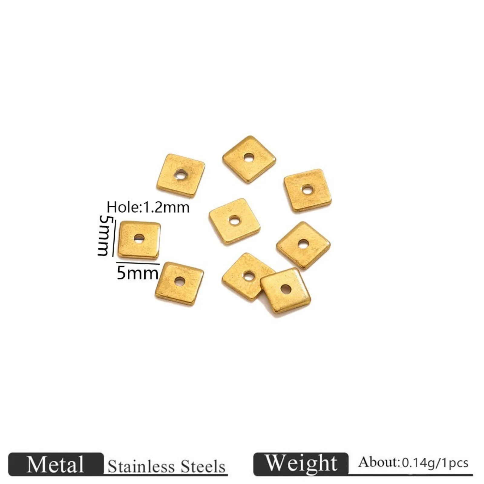 20/100 Stück 304 Edelstahl-Abstandshalter-Perlen, geometrische runde und quadratische Perlen für DIY-Armband-Schmuckherstellung, Großhandel – Detail 3