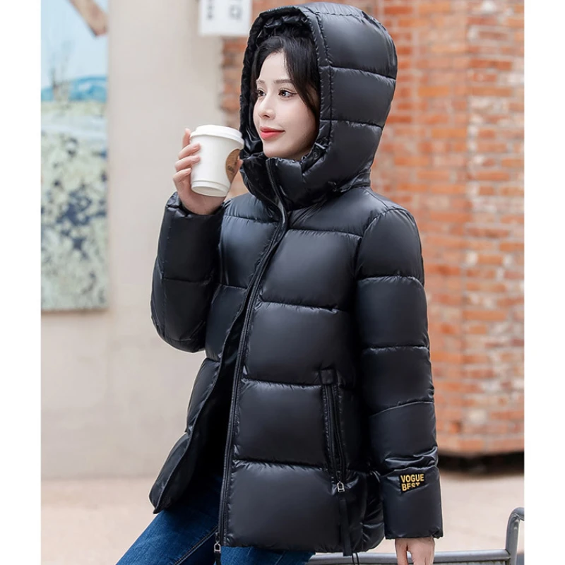 2023 Winter Coats Women Short Cotton-padded Jacket Windproof Parkas Thick Puffer Jacket Hooded Heating Lining Overcoat Mujer